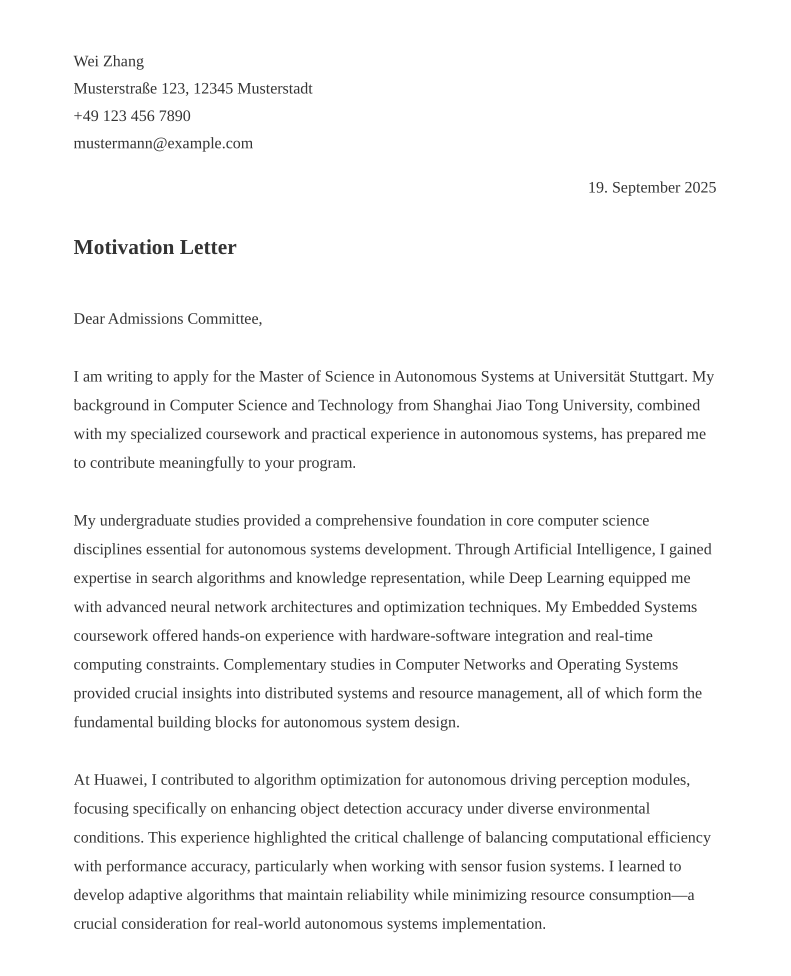 英语动机信示例